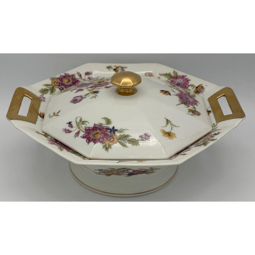 Theodore Haviland Limoges Persia Octagon Vegetable Bowl w/ Lid France EUC